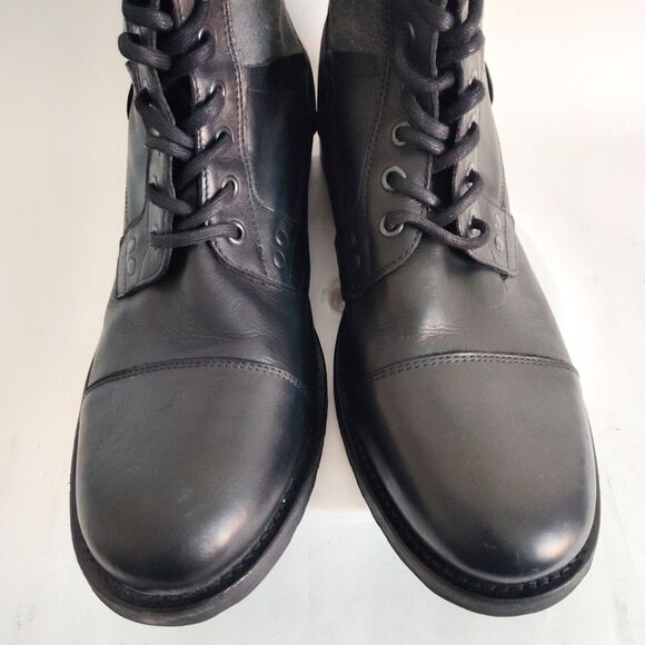 Aldo Combat Boots Mens 11 / 44 Leather Textile Black Gray Lace-Up Portugal - Picture 8 of 14